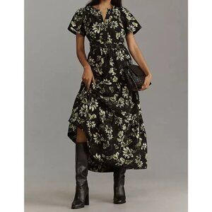 The Somerset Maxi Dress Black Green Floral XS